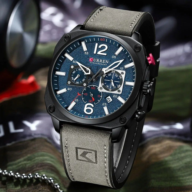 Business Leder Quarz Armbanduhr