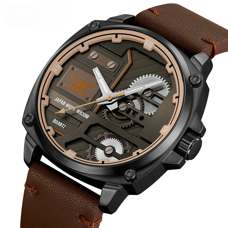 Quarz Leder Herren Armbanduhr