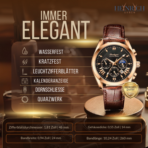 Elegante Lederarmband Luxusuhren